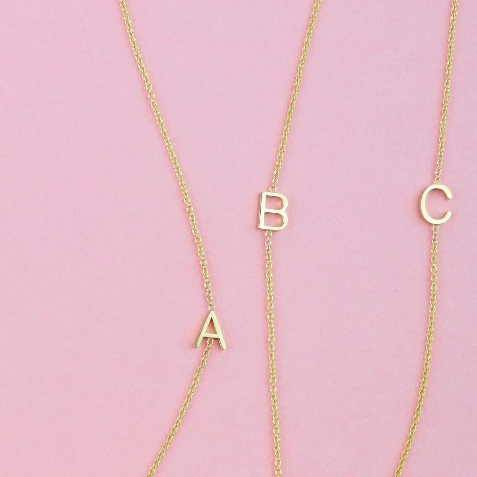 14K GOLD ASYMMETRICAL LETTER NECKLACE - C