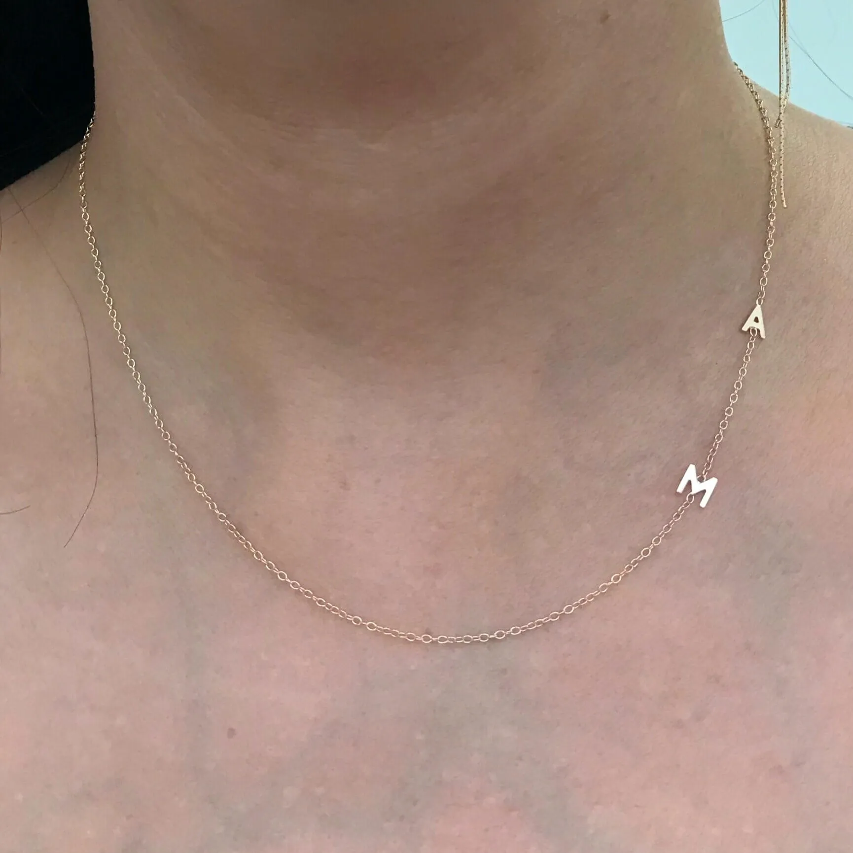 14K Gold Asymmetrical Mini Initial Necklace