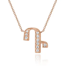 14K Rose Gold Armenian Initial Diamond Necklace