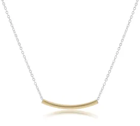 16" Necklace Sterling Mixed Metal - Bliss Bar Small Gold