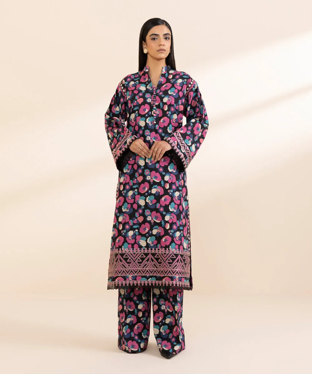 2 Piece - Embroidered Light Khaddar Suit