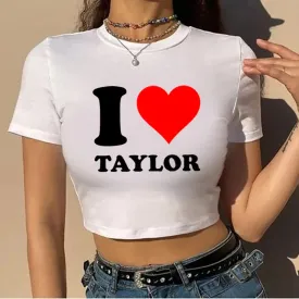 2000s Y2k 1989 Crop Top I Love Taylor Fairy Grunge Crop Top