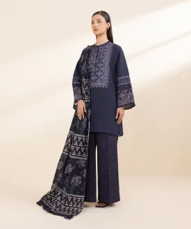 3 Piece - Embroidered Khaddar Suit