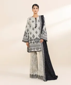 3 Piece - Embroidered Light Khaddar Suit