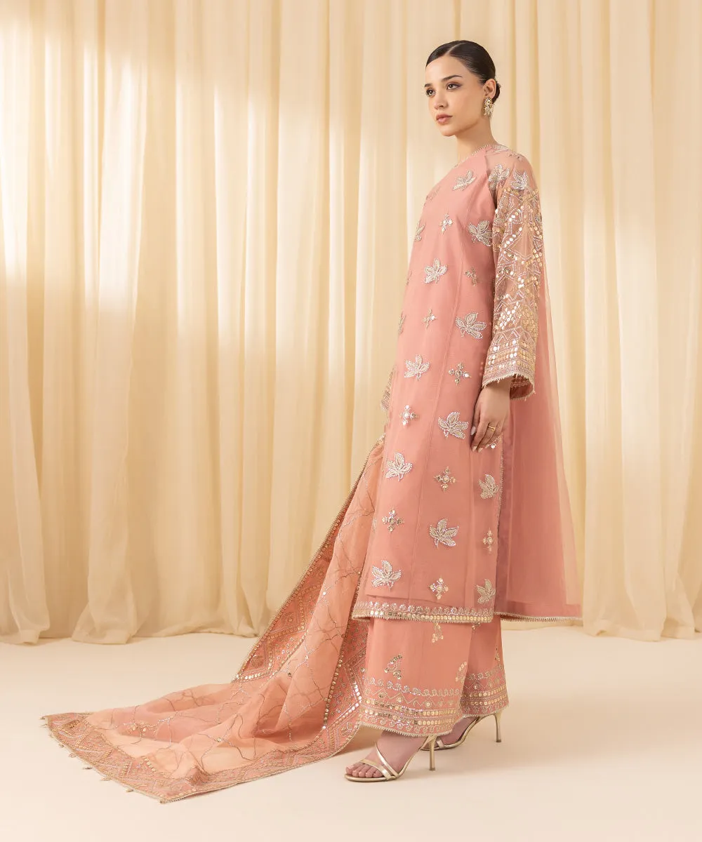 3 Piece -  Embroidered Net Suit