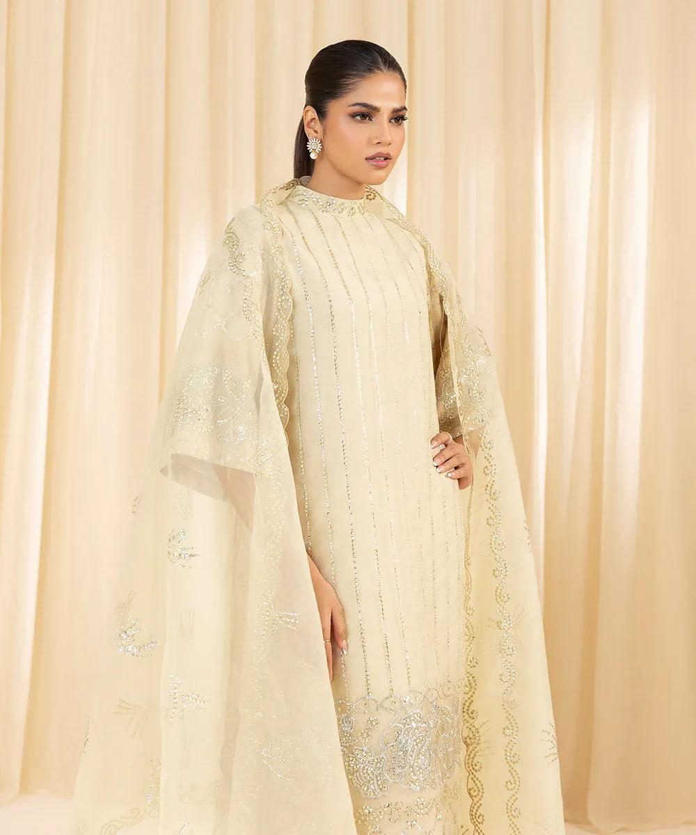 3 Piece -  Embroidered Organza Suit