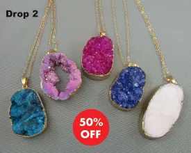 50% OFF!  Quartz Crystal Druzy Necklaces - Drop 2