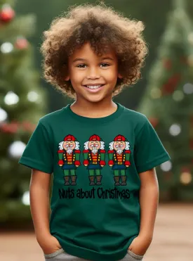 Bella  Green Sleigh Santa Nuts About Christmas Tee -  Youth and Adult Sizes - Christmas Shirt