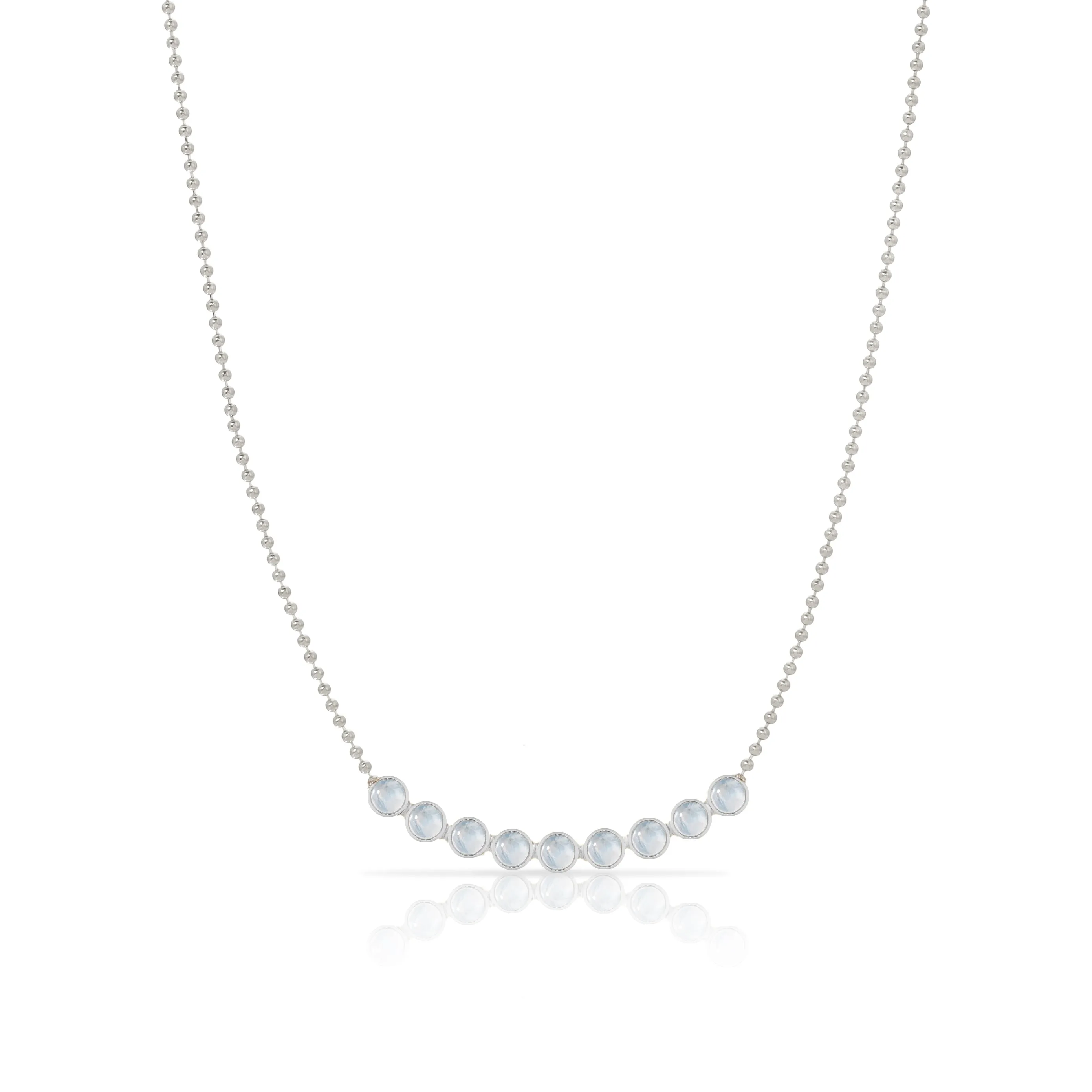 Birthstone Arc Layering Necklace - White Gold