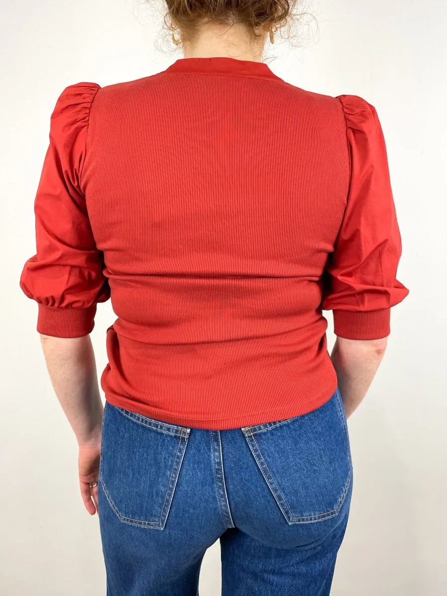 Coralee Top in Brick Red