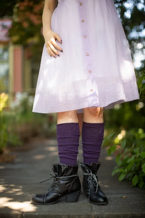 Cuffable Scrunchable Knee High Socks - Plum