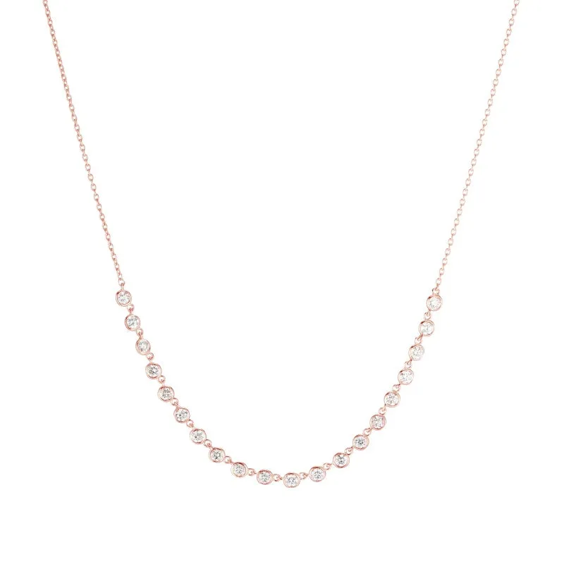 Diamond Bezel Link Necklace, 14k