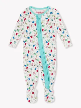 Holiday Lights Ruffle One Piece Footie Pajamas