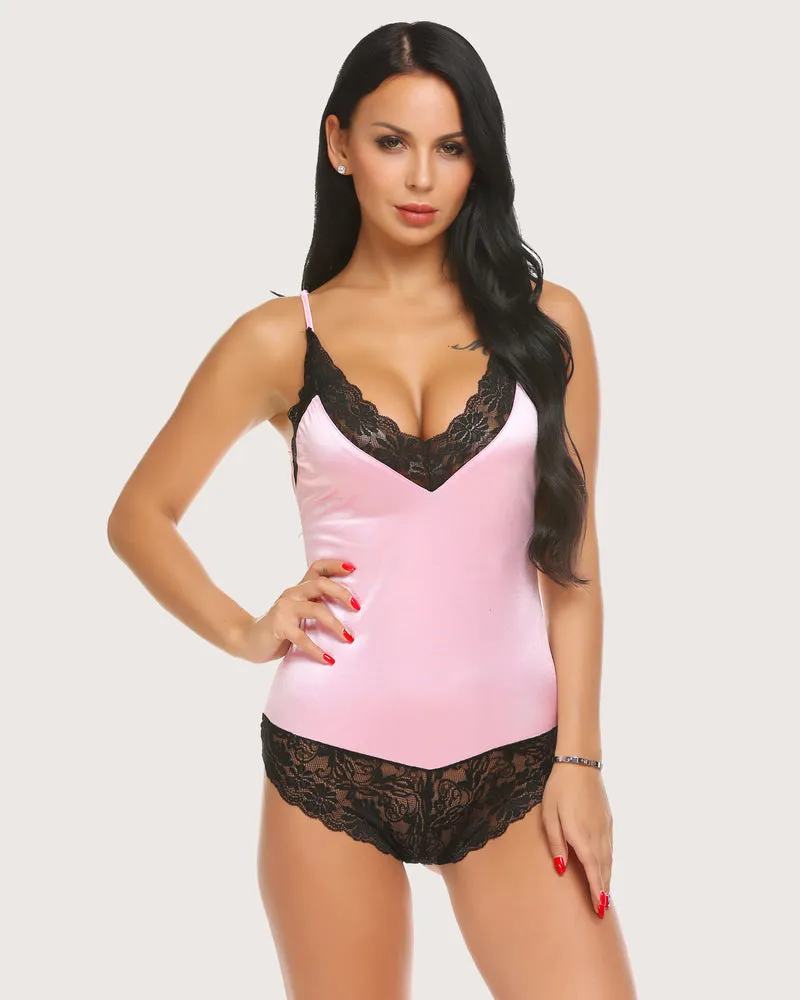 Lace Print Bodysuit Teddy Mini Naughty