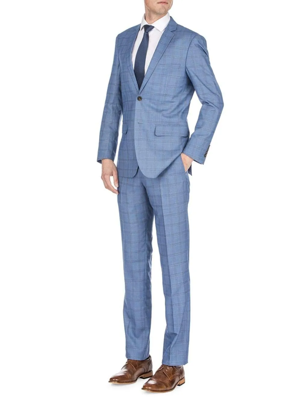 Men's Traveler Check Slim Fit Suits