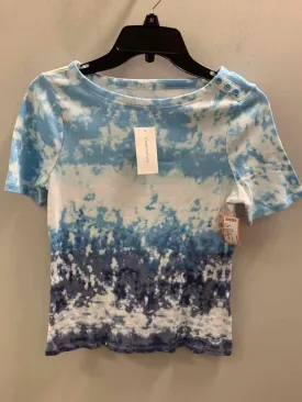 NWT CHARTER CLUB Tops Size XS BLU/WHT TIE DYE SHORT SLEEVES TOP