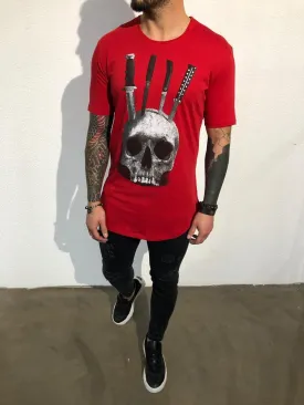 Red Oversize Skull Printed T-Shirt BL140 Streetwear T-Shirts